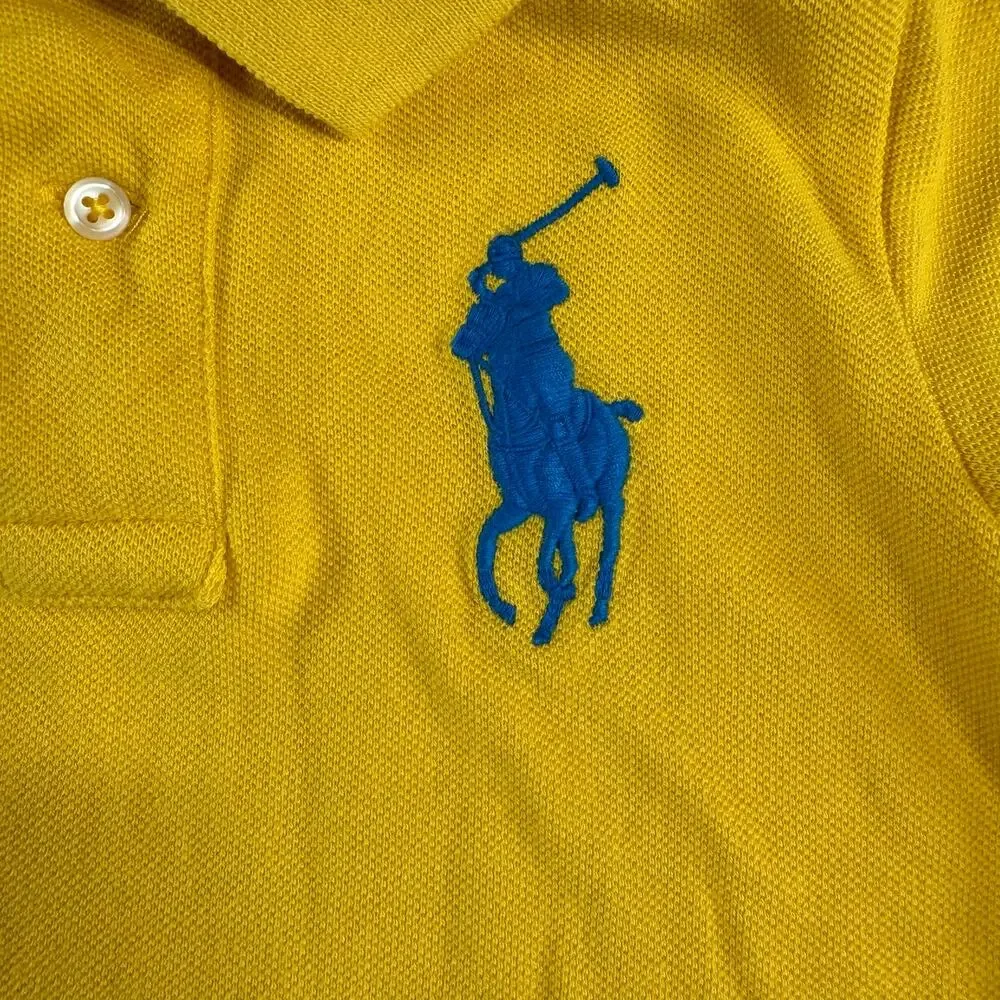 Ralph Lauren 3/3T Big Pony Cotton Mesh Yellow with Big Blue logo Polo Shirt